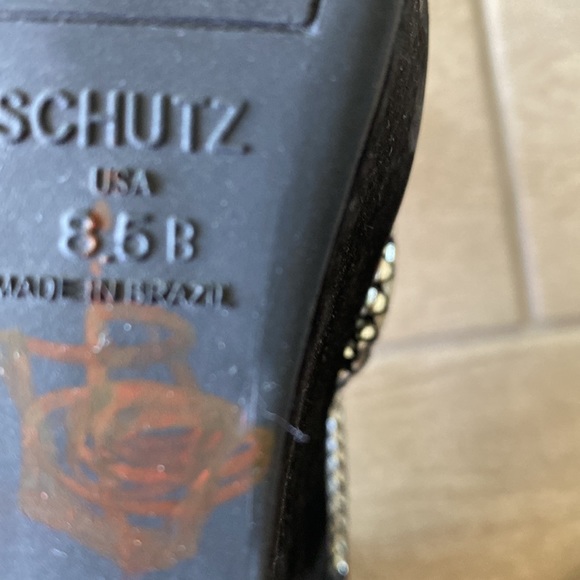 Schutz Black Wedges with Metallic Gold Woven Detail Size: 8.5 - Picture 5 of 6